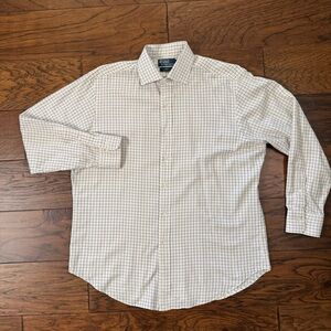 Polo Ralph Lauren Check Shirt Men’s 16.5 White Yellow Black Cotton Long Sleeve